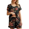 image:imagePrinStory Womens Pajama Sets Soft Pjs Set Lounge Set with Pockets S2XLRed Brown Black