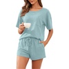 image:imagePrinStory Pajamas Set for Women Waffle Knit Lounge Set S2XLBlue Green