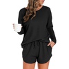 image:imagePrinStory Pajamas Set for Women Waffle Knit Lounge Sets S4XLBlack