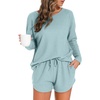 image:imagePrinStory Pajamas Set for Women Waffle Knit Lounge Sets S4XLBlue Green