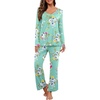 image:imagePrinStory Womens Pajama Sets Long Pjs Soft Lounge SetsFpmint Green