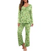 image:imagePrinStory Womens Pajama Sets Long Pjs Soft Lounge SetsFpverdant Orang Flower