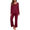 image:imagePrinStory Womens Pajama Sets Long Pjs Soft Lounge SetsWine Red