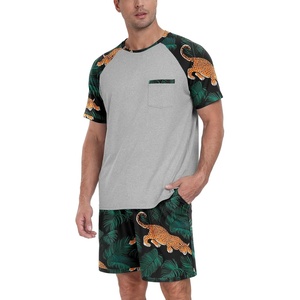 image:imageCouples Pajamas Set Short Sleeve Raglan Shirts and Shorts Lounge Sleepwear41black Panther