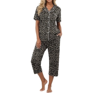 image:imagePrinStory Capri Pajamas for Womens Button Down PjsFpgray Ld Print