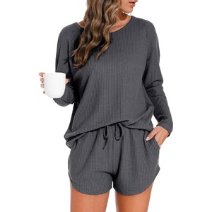 image:imagePrinStory Pajamas Set for Women Waffle Knit Lounge Sets S4XLDark Grey
