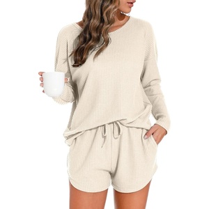image:imagePrinStory Pajamas Set for Women Waffle Knit Lounge Sets S4XLOatmeal