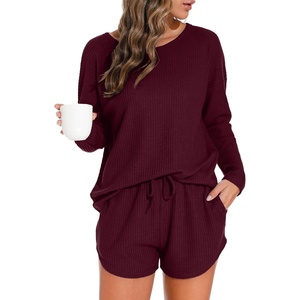 image:imagePrinStory Pajamas Set for Women Waffle Knit Lounge Sets S4XLWine Red