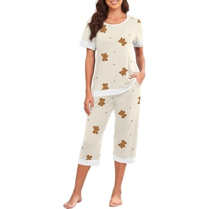 image:imagePrinStory Pajamas for Women Set Capri Pjs Soft Lounge Sets S4XLFpapricot Bear