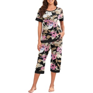 image:imagePrinStory Pajamas for Women Set Capri Pjs Soft Lounge Sets S4XLFpbig Leaf Pink