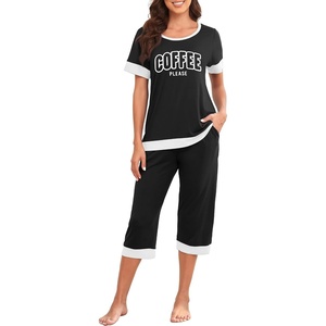 image:imagePrinStory Pajamas for Women Set Capri Pjs Soft Lounge Sets S4XLFpblack Coffee