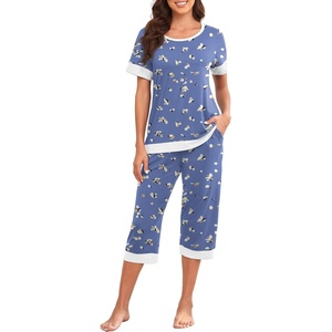 image:imagePrinStory Pajamas for Women Set Capri Pjs Soft Lounge Sets S4XLFpblue Gold Spot
