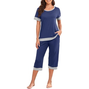 image:imagePrinStory Pajamas for Women Set Capri Pjs Soft Lounge Sets S4XLNavy Blue