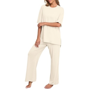 image:imagePrinStory Pajamas for Women Soft Pjs Lounge Set S4XLBeige