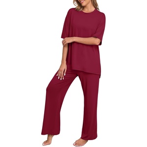 image:imagePrinStory Pajamas for Women Soft Pjs Lounge Set S4XLWine Red