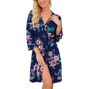 image:imagePrinStory Robes for Women Short Knit Bathrobe S2XLC06 Fpnavy Blue