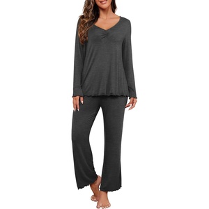 image:imagePrinStory Womens Pajama Sets Long Pjs Soft Lounge SetsDark Gray