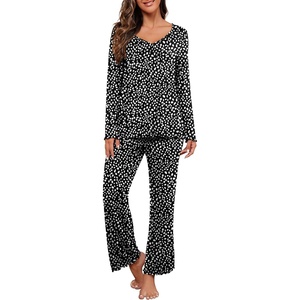 image:imagePrinStory Womens Pajama Sets Long Pjs Soft Lounge SetsFpspot Black
