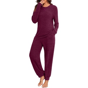 image:imagePrinStory Womens Pajama Sets Loose Pjs 2 Piece Lounge SetWine Red