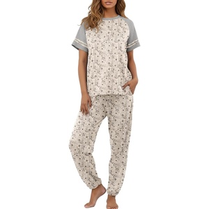 image:imagePrinStory Womens Pajama Sets Raglan Short Sleeve Pjs 2 Piece Lounge SetFpapricot Periwinkle