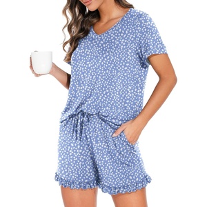 image:imagePrinStory Womens Pajama Sets Soft Pjs Set Lounge Set with Pockets S2XLFpspot Blue