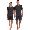 image:imagePrinStory Couples Pajamas Set Shirts and Shorts Summer Comfy Lounge Family01 Black
