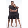 image:imagePrinStory Couples Pajamas Set Shirts and Shorts Summer Comfy Lounge Family01 Black