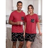 image:imagePrinStory Couples Pajamas Set Shirts and Shorts Summer Comfy Lounge FamilyBlack Lantern