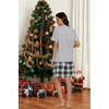 image:imagePrinStory Couples Pajamas Set Shirts and Shorts Summer Comfy Lounge FamilyBlack White Plaid