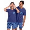 image:imagePrinStory Couples Pajamas Set Shirts and Shorts Summer Comfy Lounge FamilyBlue Cat
