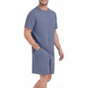 image:imagePrinStory Couples Pajamas Set Shirts and Shorts Summer Comfy Lounge FamilyGray Blue