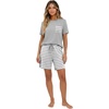 image:imagePrinStory Couples Pajamas Set Shirts and Shorts Summer Comfy Lounge FamilyLight Gray Stripe