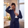 image:imagePrinStory Mens Lightweight Robe Soft Knit Kimono Long Bathrobe LoungewearNavy Blue