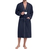 image:imagePrinStory Mens Lightweight Robe Soft Knit Kimono Long Bathrobe LoungewearNavy Blue