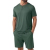 image:imagePrinStory Mens Pajamas Set 2 Piece Summer Pjs Set S3XLDrak Green