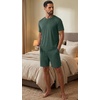 image:imagePrinStory Mens Pajamas Set 2 Piece Summer Pjs Set S3XLDrak Green