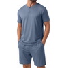 image:imagePrinStory Mens Pajamas Set 2 Piece Summer Pjs Set S3XLGray Blue