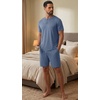 image:imagePrinStory Mens Pajamas Set 2 Piece Summer Pjs Set S3XLGray Blue