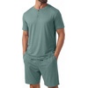 image:imagePrinStory Mens Pajamas Set 2 Piece Summer Pjs Set S3XLHaze Blue