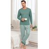 image:imagePrinStory Mens Pajamas Set Long Sleeve 2 Piece Pjs Sets S3XLCyan Stripe