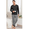 image:imagePrinStory Mens Pajamas Set Long Sleeve 2 Piece Pjs Sets S3XLDark Gray Stripe