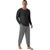 image:imagePrinStory Mens Pajamas Set Long Sleeve 2 Piece Pjs Sets S3XLDark Gray Stripe