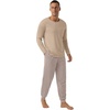 image:imagePrinStory Mens Pajamas Set Long Sleeve 2 Piece Pjs Sets S3XLKhaki Stripe