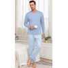 image:imagePrinStory Mens Pajamas Set Long Sleeve 2 Piece Pjs Sets S3XLLight Blue Stripe