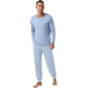 image:imagePrinStory Mens Pajamas Set Long Sleeve 2 Piece Pjs Sets S3XLLight Blue Stripe