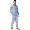image:imagePrinStory Mens Pajamas Set Long Sleeve 2 Piece Pjs Sets S3XLLight Blue Stripe
