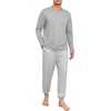image:imagePrinStory Mens Pajamas Set Long Sleeve 2 Piece Pjs Sets S3XLLight Gray Stripe