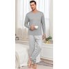 image:imagePrinStory Mens Pajamas Set Long Sleeve 2 Piece Pjs Sets S3XLLight Gray Stripe
