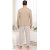 image:imagePrinStory Mens Pajamas Set Long Sleeve 2 Piece Pjs Sets S3XLLight Khaki Stripe