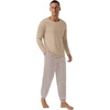 image:imagePrinStory Mens Pajamas Set Long Sleeve 2 Piece Pjs Sets S3XLLight Khaki Stripe